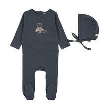 Load image into Gallery viewer, Lilette Sweet Bear Footie And Hat - Off Navy