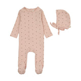 Lilette Bitsy Floral Footie And Hat - Pale Pink