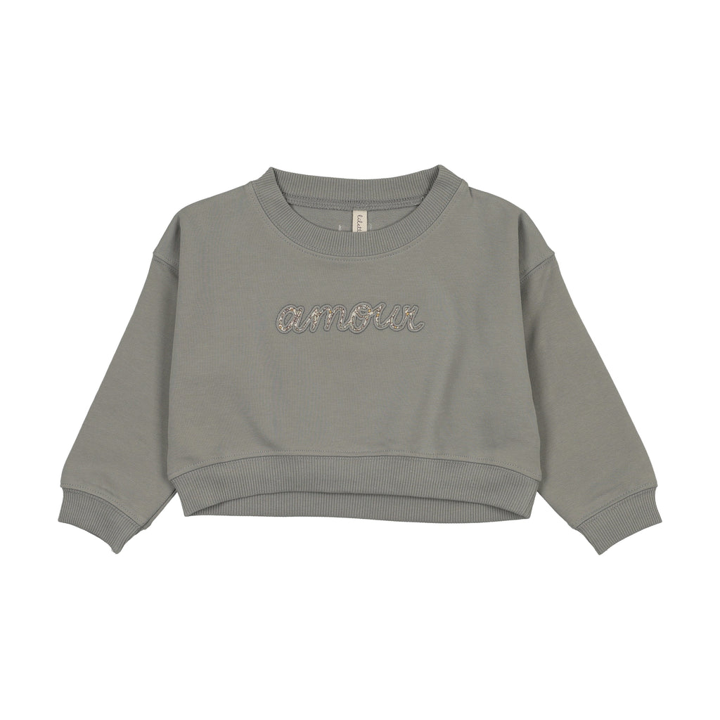 Lilette Cropped Floral Baby Sweatshirt - Blue