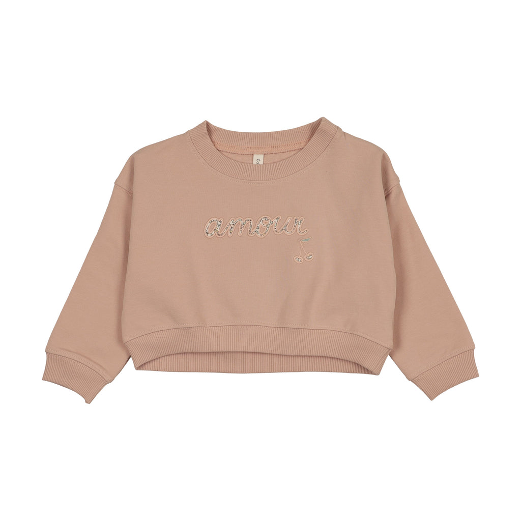 Lilette Cropped Floral Baby Sweatshirt - Pink