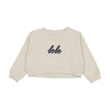 Lilette Cropped Baby Sweatshirt Gingham - Cream/Blue