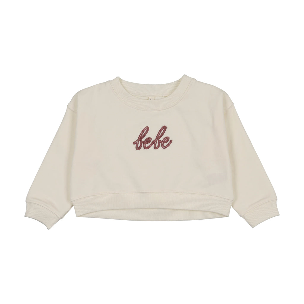 Lilette Cropped Baby Sweatshirt Gingham - Cream/Pink
