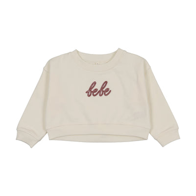 Lilette Cropped Baby Sweatshirt Gingham - Cream/Pink