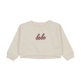 Lilette Cropped Baby Sweatshirt Gingham - Cream/Pink