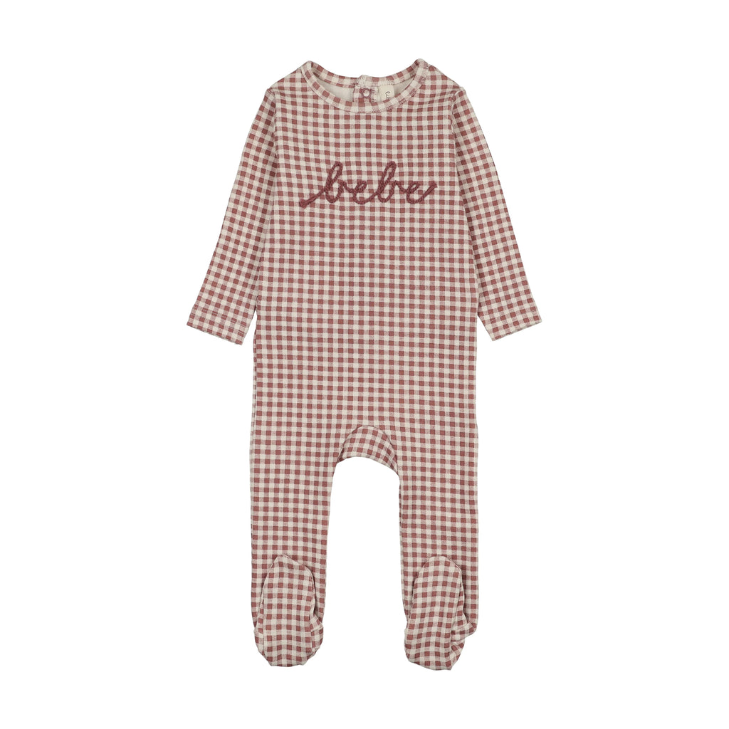 Lilette Gingham Bebe Footie - Mauve