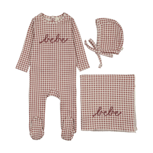 Lilette Gingham Bebe Layette Set - Mauve