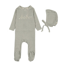 Load image into Gallery viewer, Lilette Gingham Bebe Footie And Hat - Pale Blue