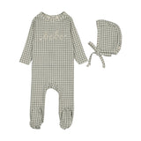 Lilette Gingham Bebe Footie And Hat - Pale Blue