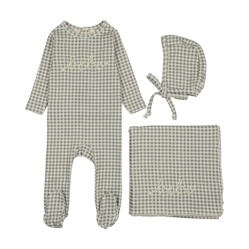 Lilette Gingham Bebe Layette Set - Pale Blue