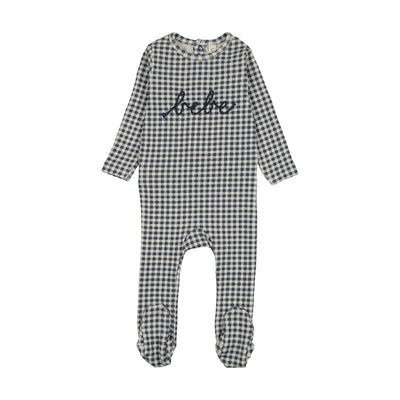 Lilette Gingham Bebe Footie - Off Navy
