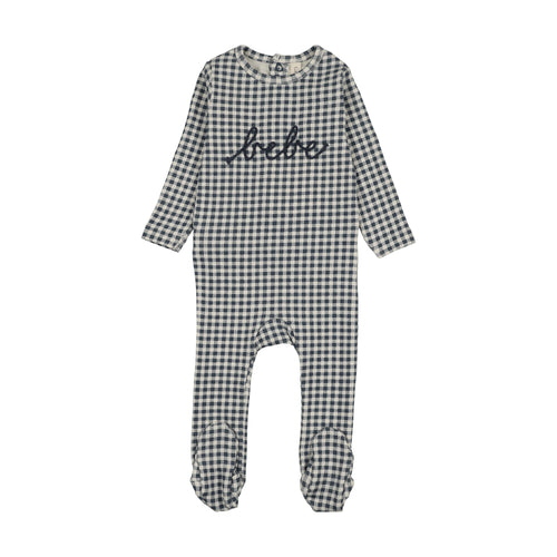 Lilette Gingham Bebe Footie - Off Navy