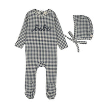 Load image into Gallery viewer, Lilette Gingham Bebe Footie And Hat - Off Navy