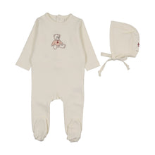 Load image into Gallery viewer, Lilette Sweet Bear Footie And Hat - Cream/Pink