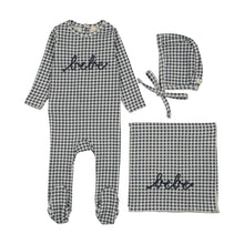 Load image into Gallery viewer, Lilette Gingham Bebe Layette Set - Off Navy