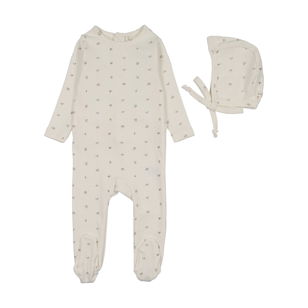 Lilette Bitsy Floral Footie And Hat - Cream/Oat