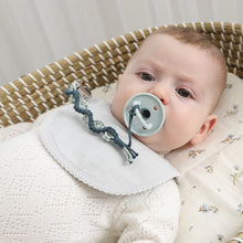 Load image into Gallery viewer, Adora Lily Macrame Pacifier Clip - Denim