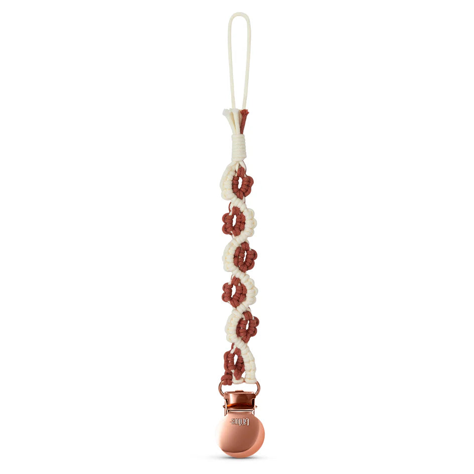 Adora Lily Macrame Pacifier Clip - Rosewood