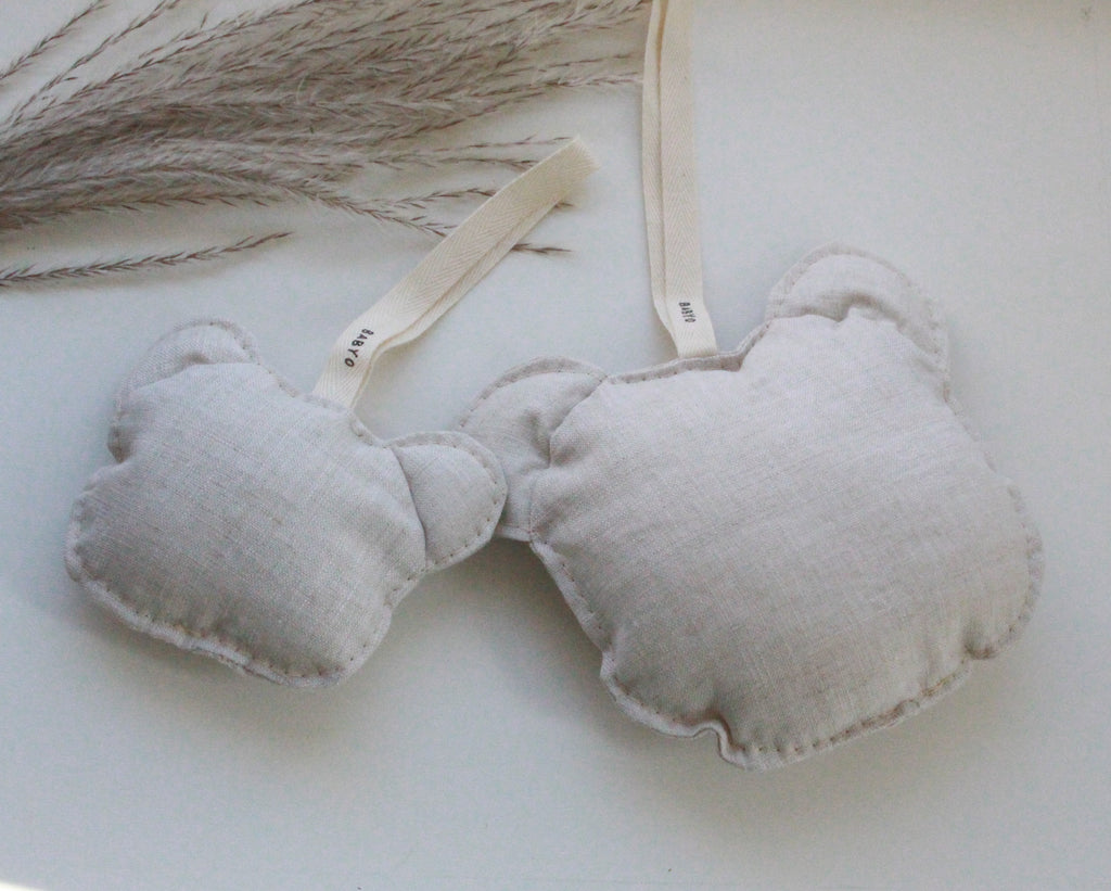 Babyo Mini Stictched Linen Teddy Plushie - Oatmeal