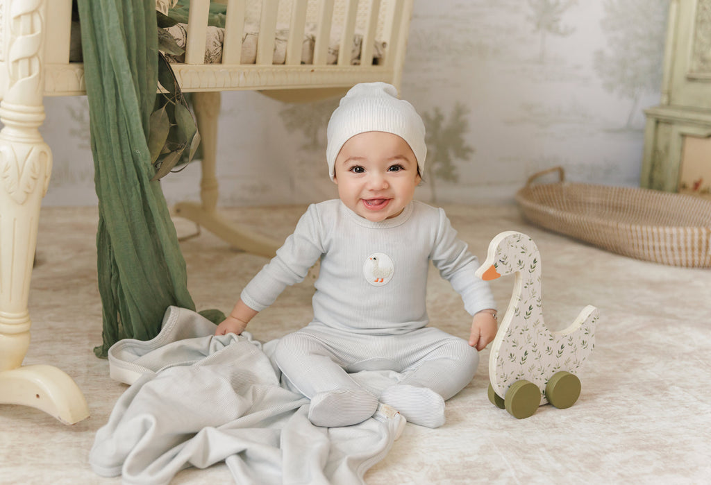 Mon Tresor Little Duckling Layette Set - Ivory/Blue
