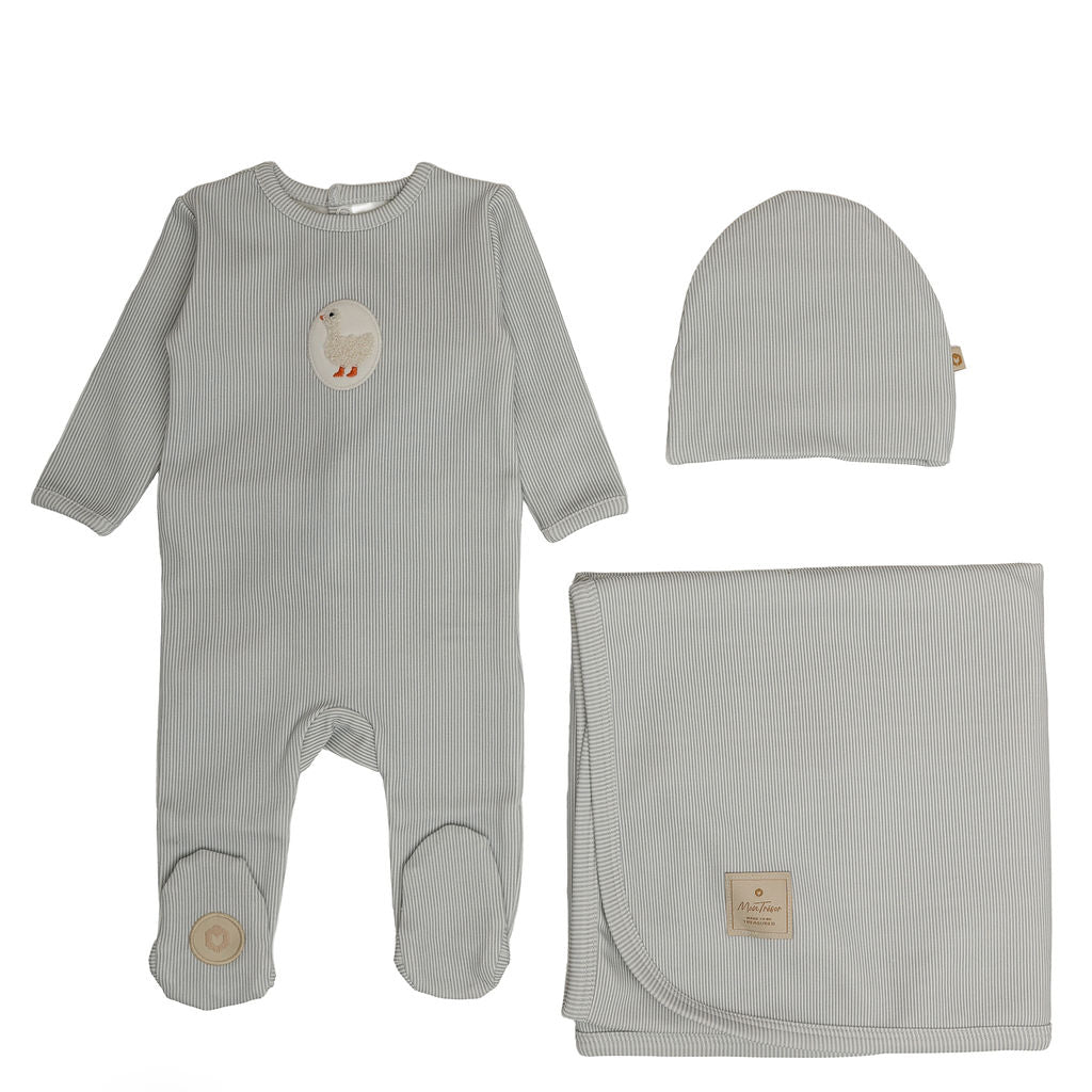 Mon Tresor Little Duckling Layette Set - Ivory/Blue