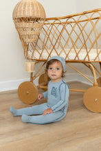 Load image into Gallery viewer, Bee &amp; Dee Little Imprint Footie And Beanie - Antique Blue