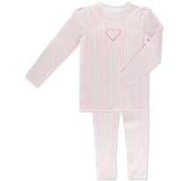 Load image into Gallery viewer, Little Label Heart Herringbone Pajama - Pink