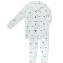 Load image into Gallery viewer, Little Label Blue Airplane Print Grandpa Pajama - Light Blue