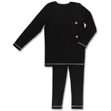 Little Label Boys Black Weekend Wrap Pajama Buttons