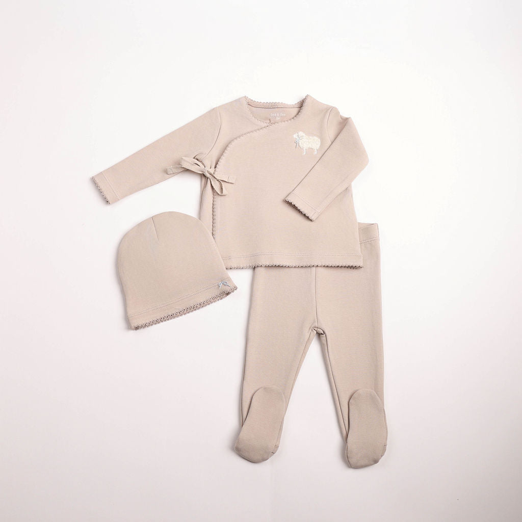 Bee & Dee Little Lamb 2 Piece Set And Beanie - Coffee