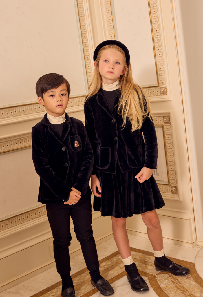 Little Parni Velour Blazer (K543) - Black