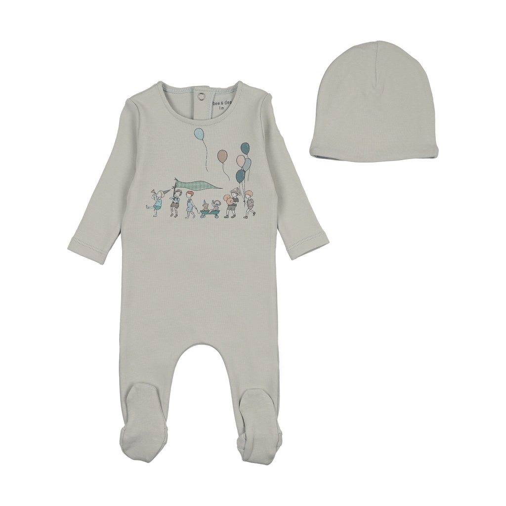 Bee & Dee Little Tot Parade Footie And Bonnet - Blue Mist