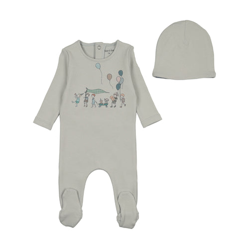 Bee & Dee Little Tot Parade Footie And Bonnet - Blue Mist