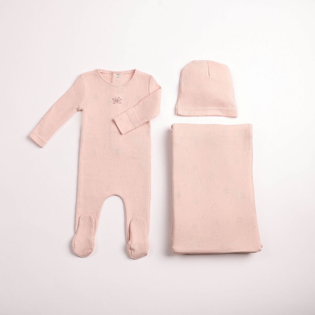 Bee & Dee Little Wings Pointelle Layette Set - Caramel