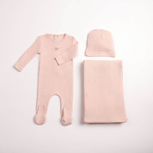 Bee & Dee Little Wings Pointelle Layette Set - Caramel