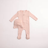 Bee & Dee Little Wings Pointelle Footie And Beanie - Caramel