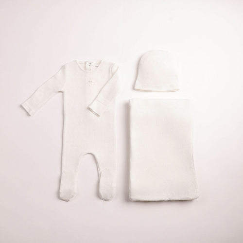 Bee & Dee Boys Little Wings Pointelle Layette Set - Chalk White