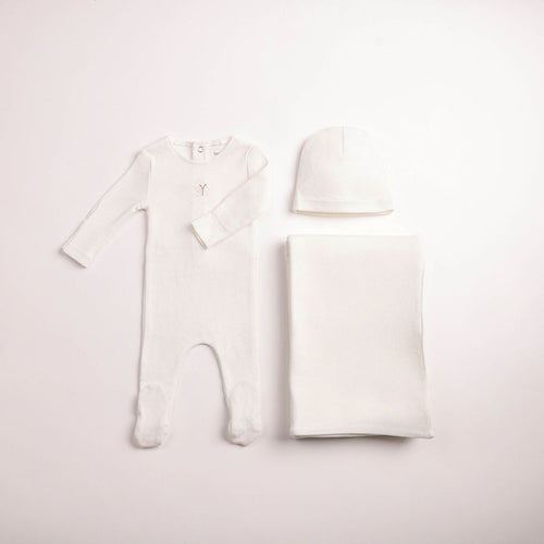 Bee & Dee Girls Little Wings Pointelle Layette Set - Chalk White