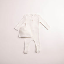 Load image into Gallery viewer, Bee &amp; Dee Girls Little Wings Pointelle Footie And Beanie - Chalk White