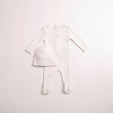 Bee & Dee Girls Little Wings Pointelle Footie And Beanie - Chalk White