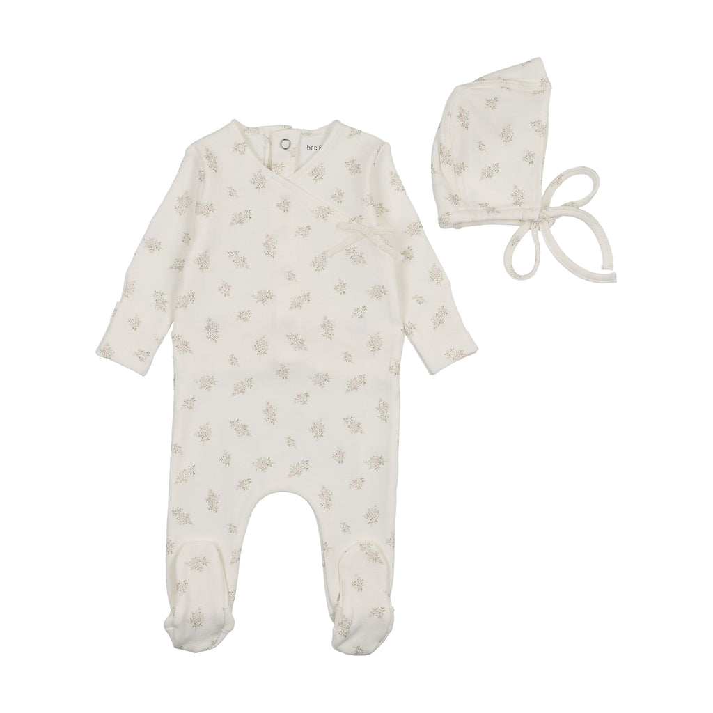 Bee & Dee Little Bundles Footie And Bonnet - Ivory Girls