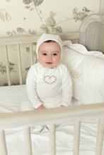 Load image into Gallery viewer, Bee &amp; Dee Lovely Loops Velour Footie And Bonnet - Chalk White Girls