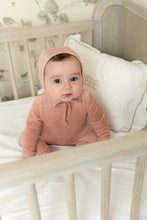 Load image into Gallery viewer, Bee &amp; Dee Lovely Loops Velour Footie And Bonnet - Rose