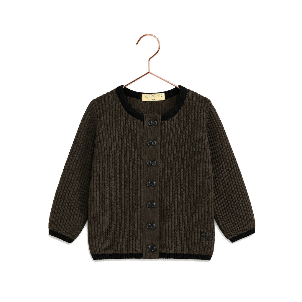 Retro Kid Lucas Boy Knit Cardigan Sweater - Brown/Black