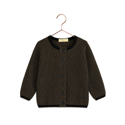 Retro Kid Lucas Boy Knit Cardigan Sweater - Brown/Black