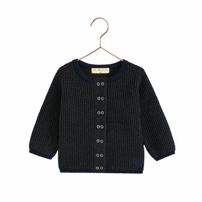 Retro Kid Lucas Boy Knit Cardigan Sweater - Grey/Navy