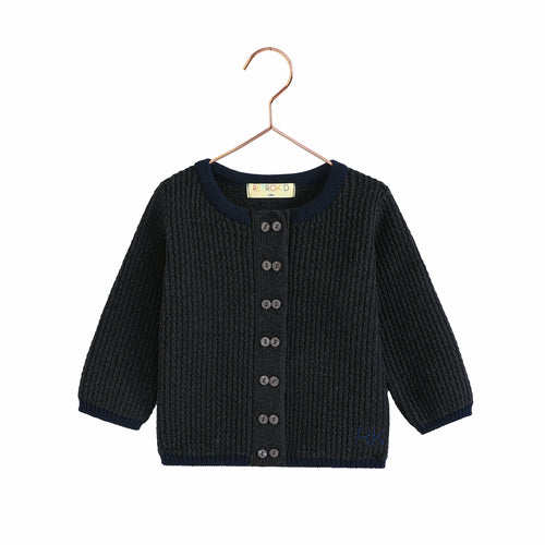 Retro Kid Lucas Boy Knit Cardigan Sweater - Grey/Navy
