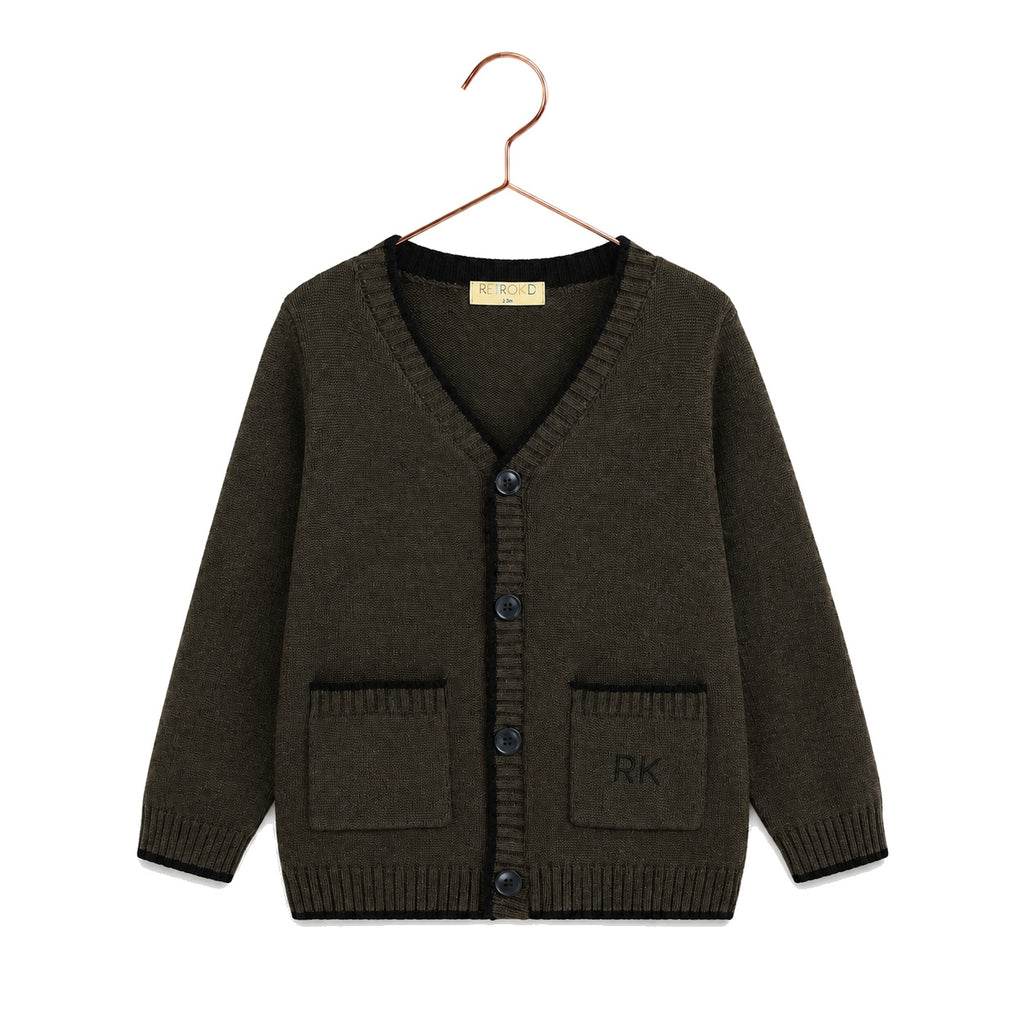 Retro Kid Lucas Boys Cardigan Sweater - Brown/Black