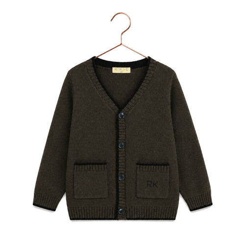 Retro Kid Lucas Boys Cardigan Sweater - Brown/Black