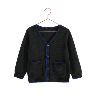 Retro Kid Lucas Boys Cardigan Sweater - Grey/Navy