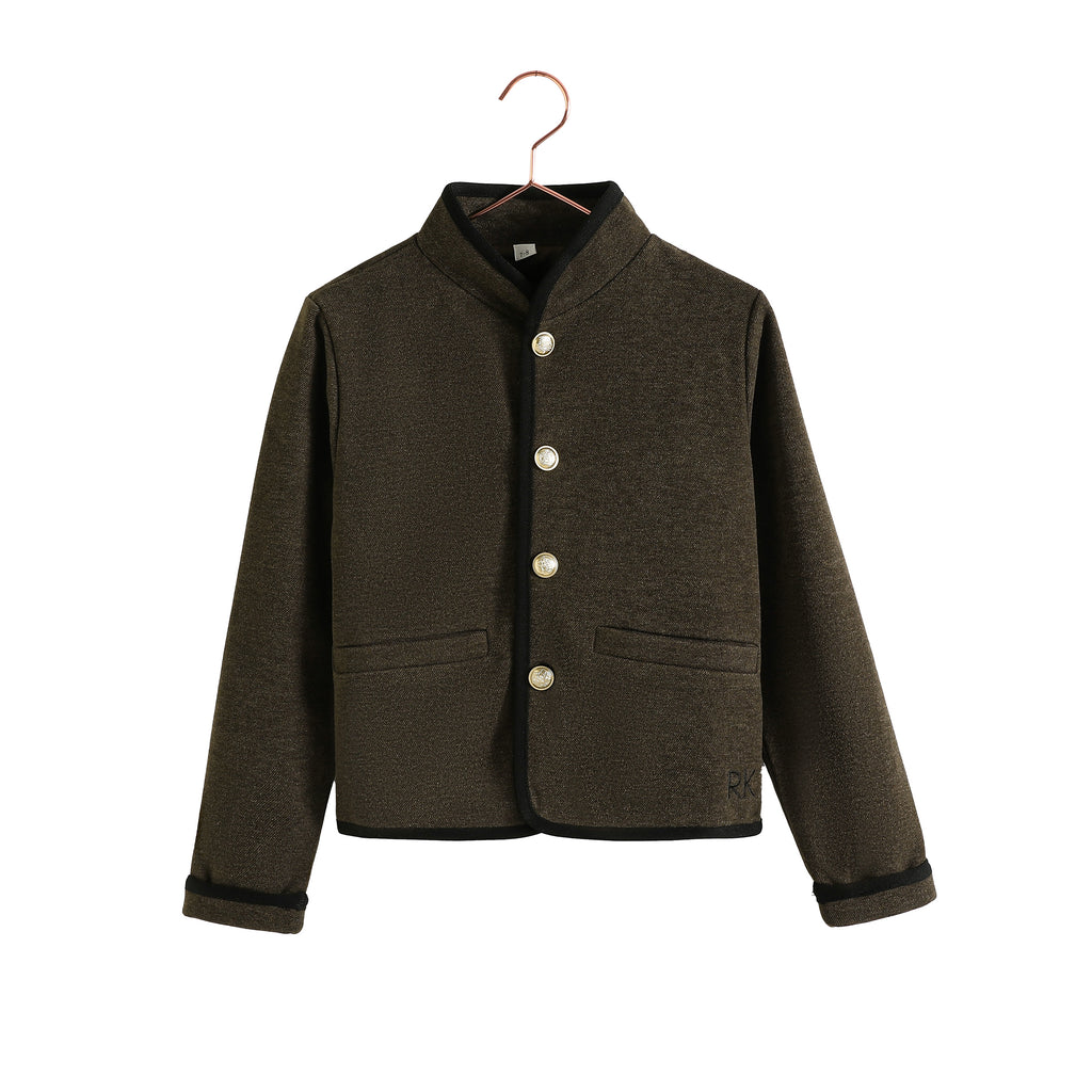 Retro Kid Lucas Gold Button Jacket - Brown/Black